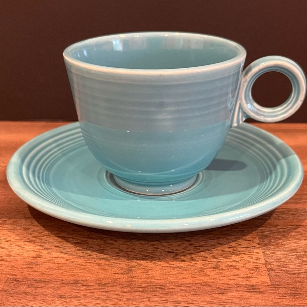 Vintage Fiesta Turquoise Cup and Saucer